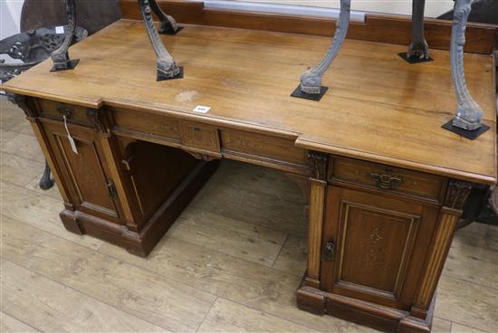 An Aesthetic movement pedestal sideboard, W.154cm